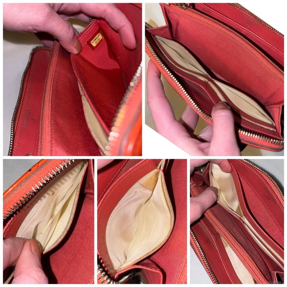 AUTHENTIC CHANEL Coral Orange Matelasse Patent Interlocking C CC Quilted Wallet - Picture 15 of 16